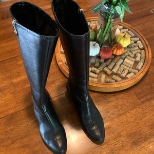 Womens black leather upper boots